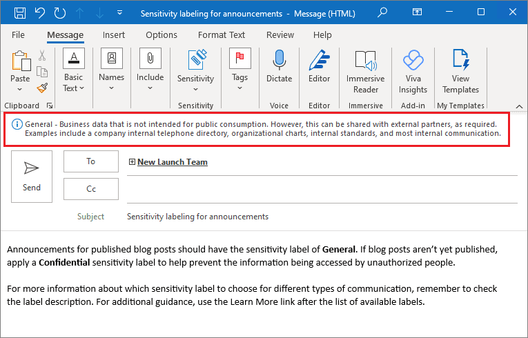 Sensitivity labels in Word