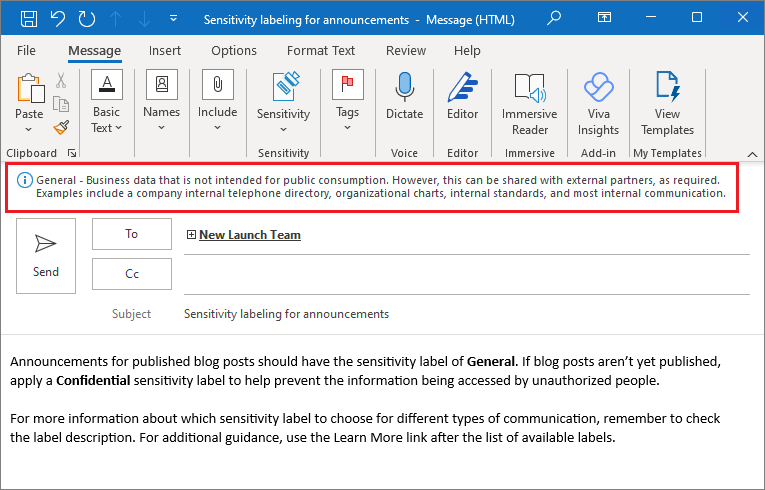 Sensitivity labels in Word
