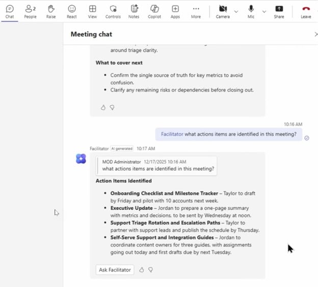 Interact with Facilitator agent