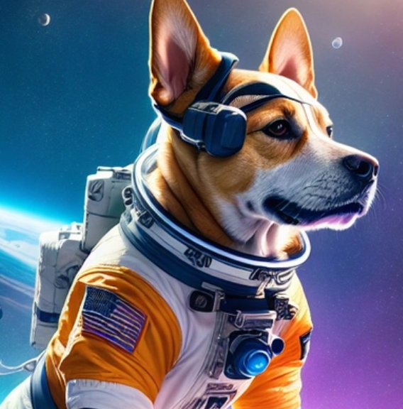 AI generated picture of a space dog