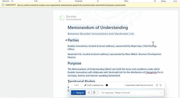 Copilot in Word generated