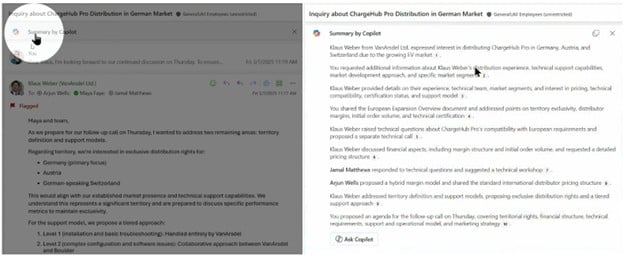 Summary email using Copilot