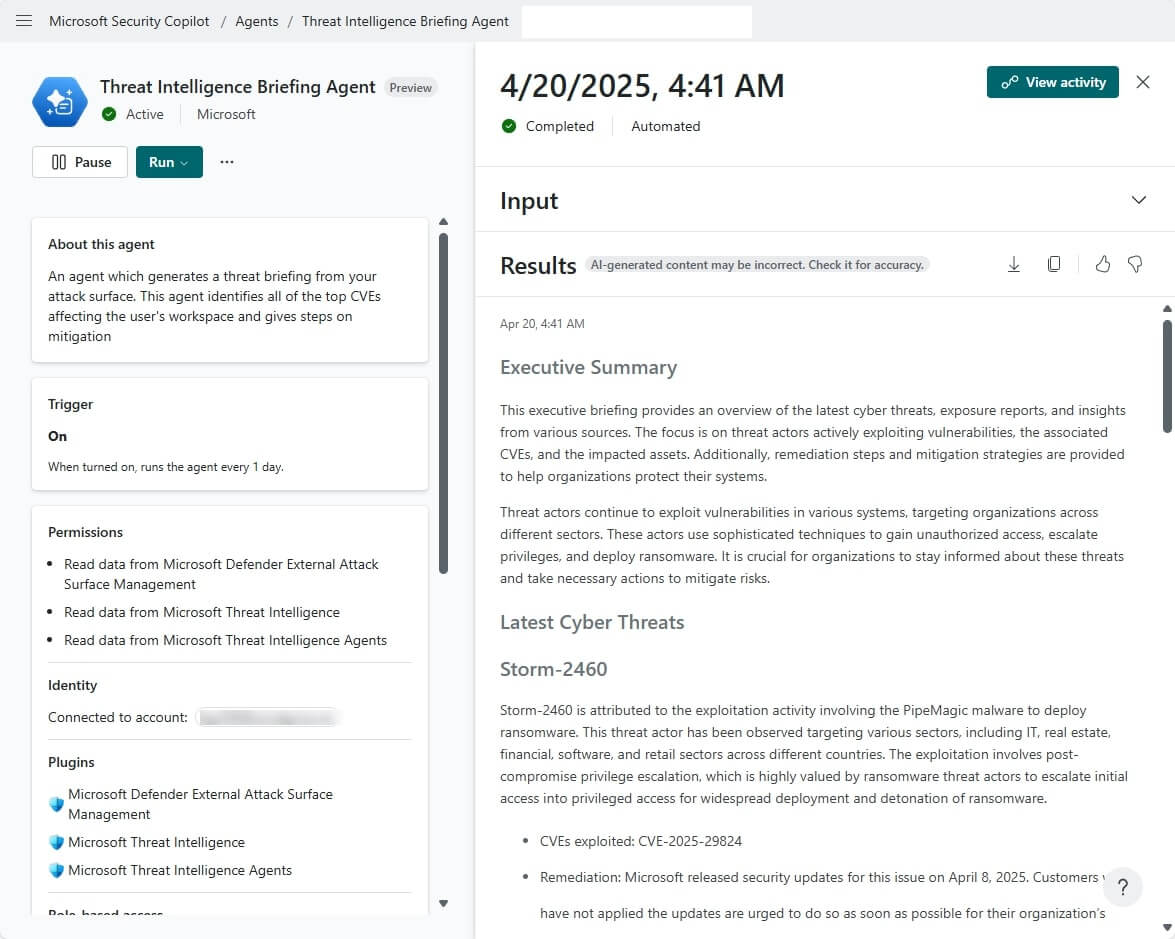 Threat Intelligence Briefing Agent