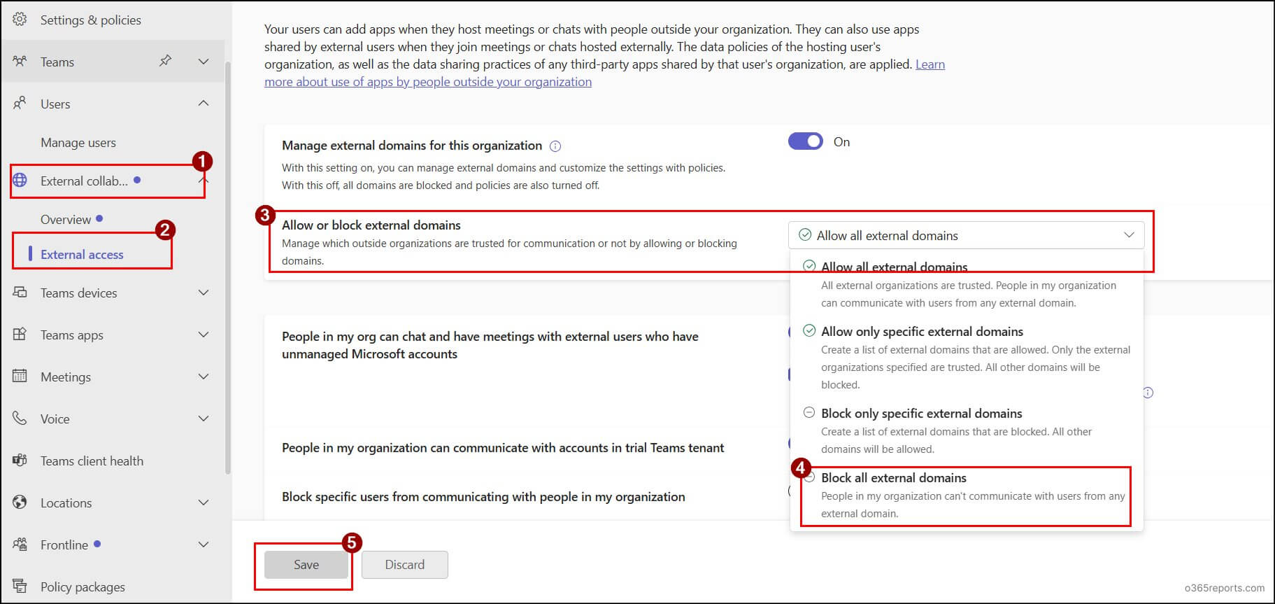 Restrict External Access Teams