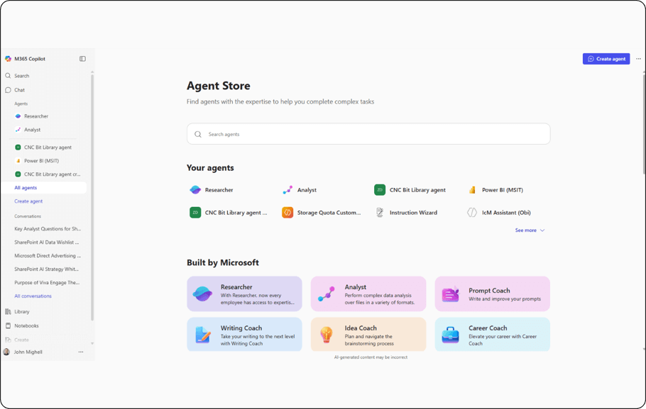 Agent store in M365 Copilot
