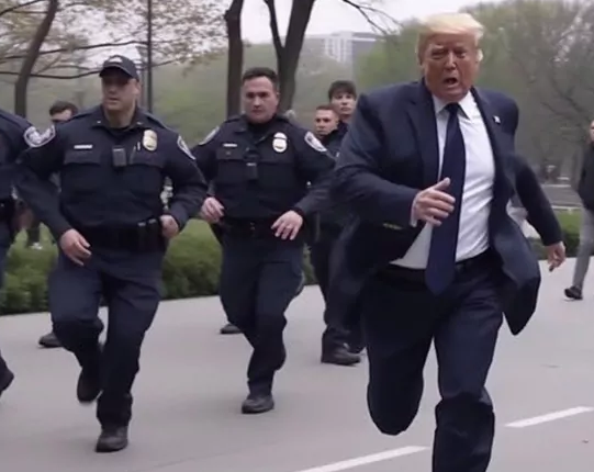 Donald Trump running from police AI generate