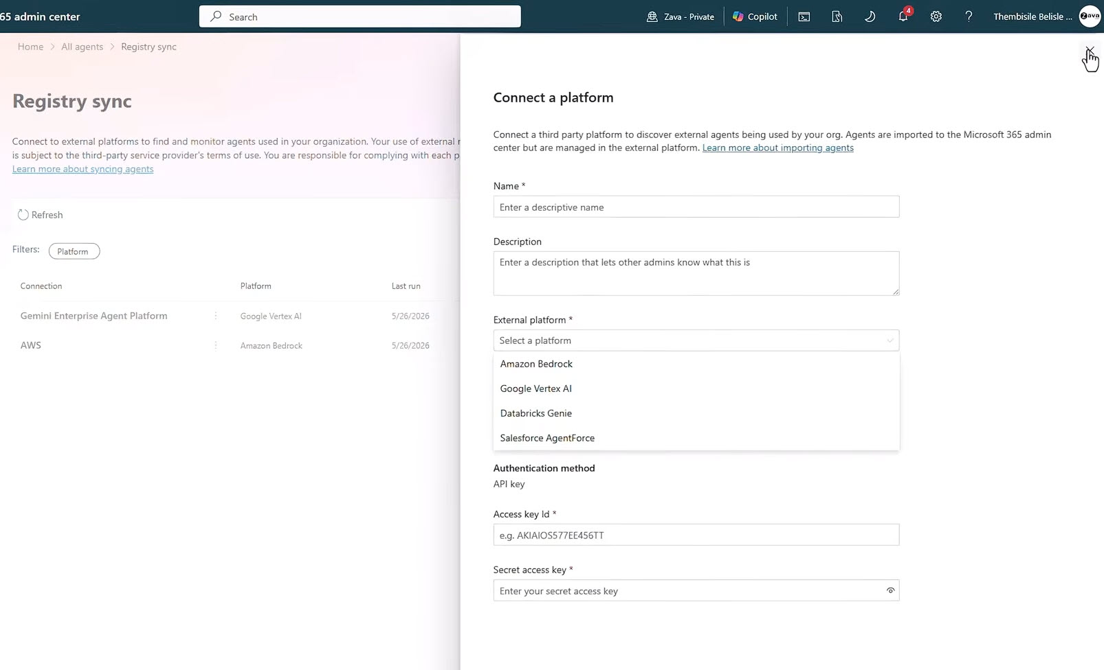 Connect new platform to Agent 365 by Registry Sync