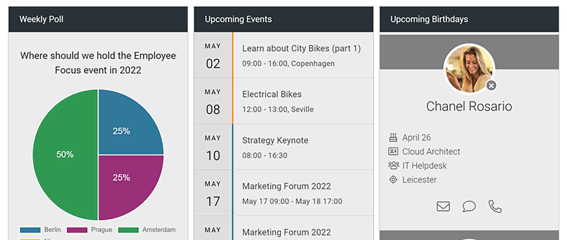 Events calendar: Exempel på organisationskalender på startsidan